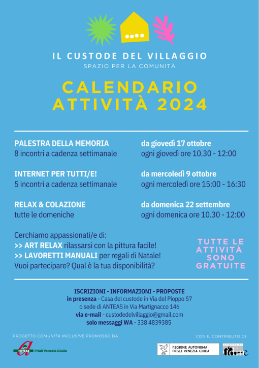 Calendario attività 2024 -  Il custode del Villaggio