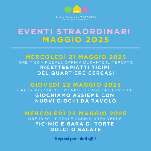 Eventi straordinari di maggio 2025