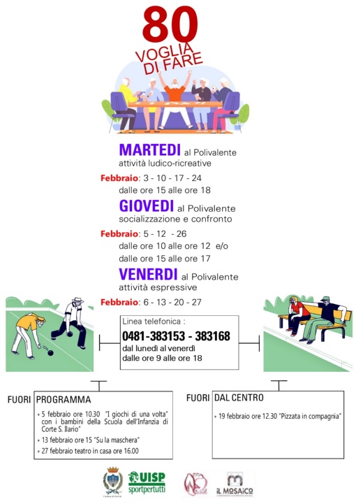 Calendario attività FEBBRAIO 2026 al centro Sociale Polivalente