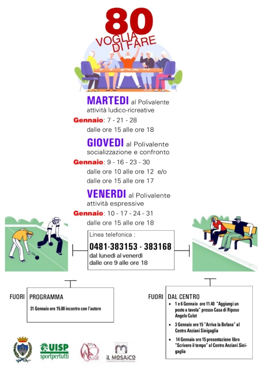 Calendario attività Gennaio 2025 al Centro Sociale Polivalente