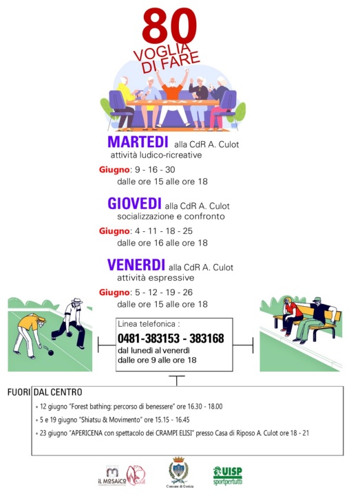 Calendario attività Giugno 2026 dei gruppi 80voglia di fare