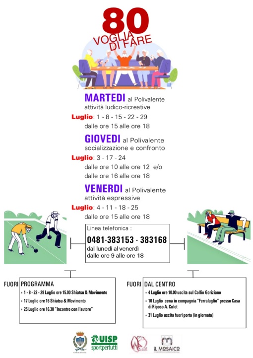 Calendario attività Luglio 2025 al Centro Sociale Polivalente