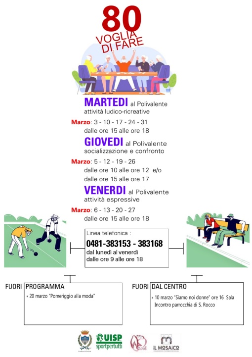 Calendario attività Marzo 2026 al centro Sociale Polivalente