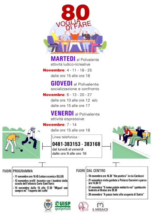 Calendario attività Novembre 2025 al Centro Sociale Polivalente