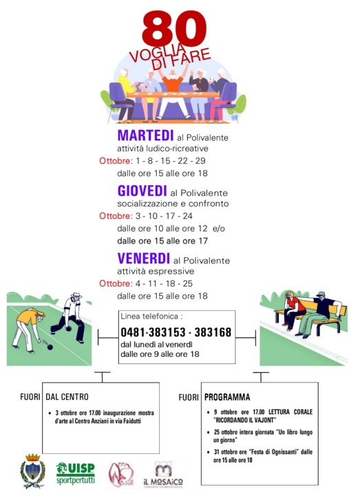 Calendario attività Ottobre 2024 al Centro Sociale Polivalente