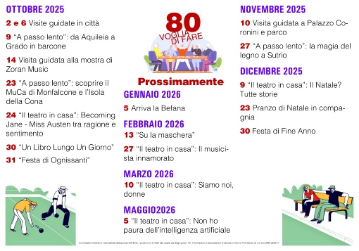 Calendario attività da OTTOBRE 2025 a MAGGIO 2026 al Centro Sociale Polivalente