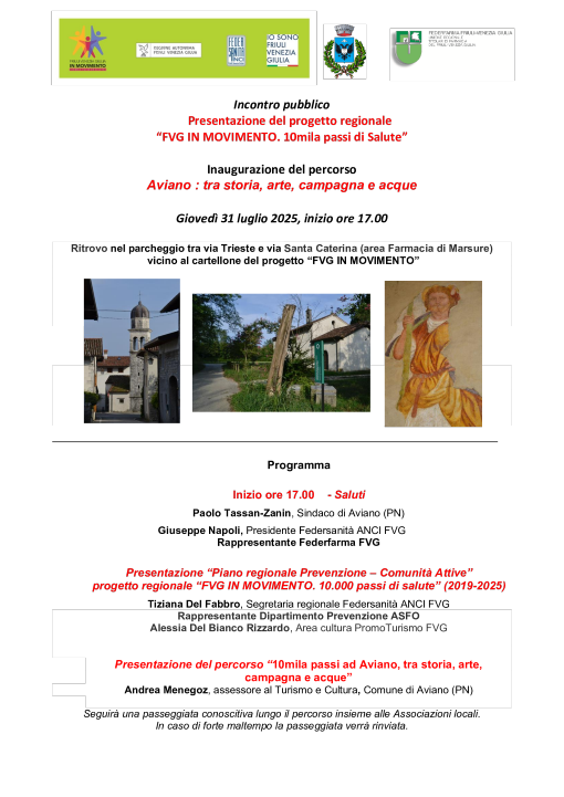Inaugurazione del percorso Aviano : tra storia, arte, campagna e acque