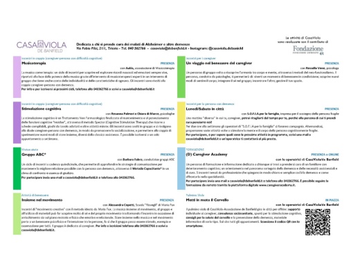 Calendario Casa Viola Maggio 2025