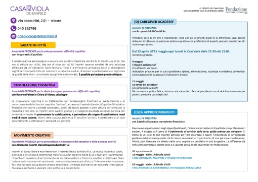 Calendario Casa Viola Maggio 2026