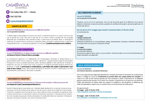 Calendario Casa Viola Maggio 2026