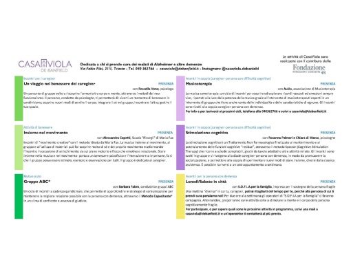 Calendario Casa Viola Giugno 2025