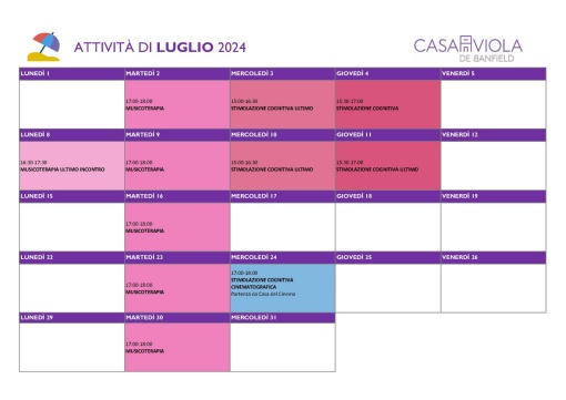 Calendario Casa Viola Luglio 2024