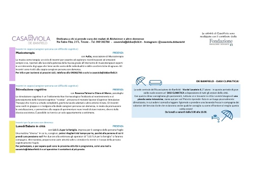 Calendario Casa Viola Luglio 2025