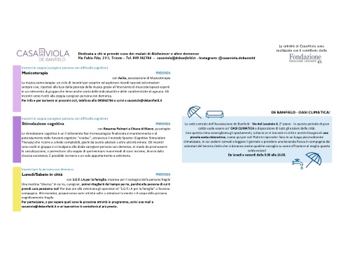 Calendario Casa Viola Luglio 2025