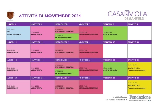 Calendario Casa Viola Novembre 2024