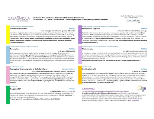 Calendario CasaViola Settembre 2025
