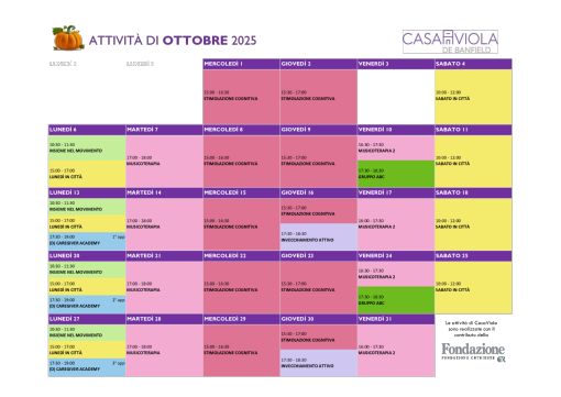 Calendario Casa Viola Ottobre 2025