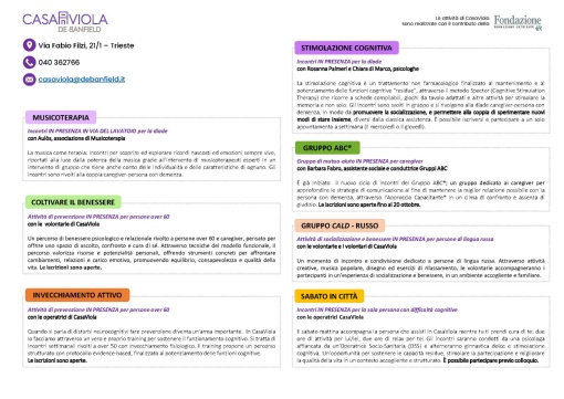 Calendario Casa Viola Ottobre 2026