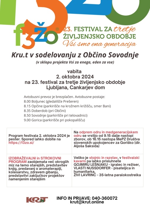 Festival za tretje življenjsko obdobje, Ljubljana - Festival della terza età, Lubiana