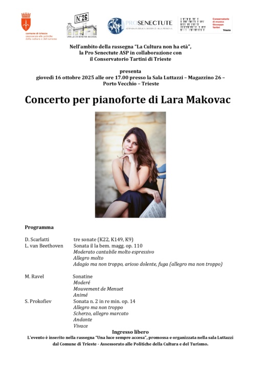 La cultura non ha età - Concerto per pianoforte di Lara Makovac