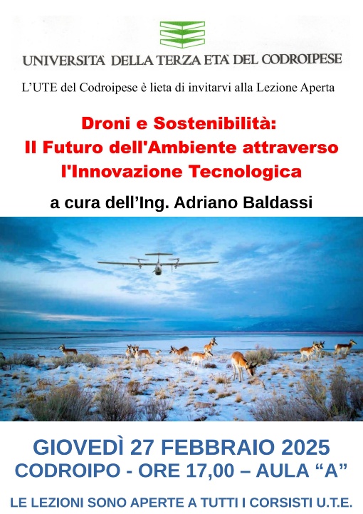 LEZIONI APERTE: DRONI E SOSTENIBILITA': IL FUTURO DELL'AMBIENTE ATTRAVERSO L'INNOVAZIONE TECNOLOGICA - 27 FEBBRAIO 2025