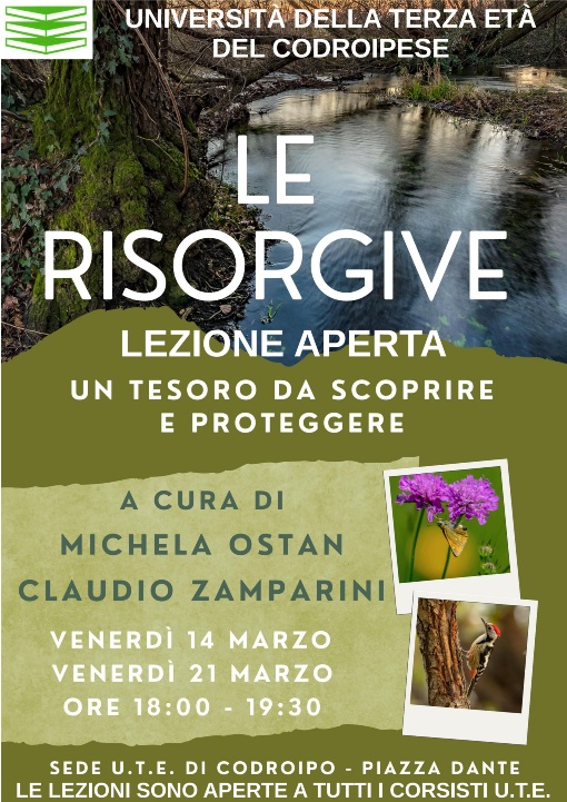 LEZIONI APERTE: LE RISORGIVE: UN TESORO DA SCOPRIRE E PROTEGGERE