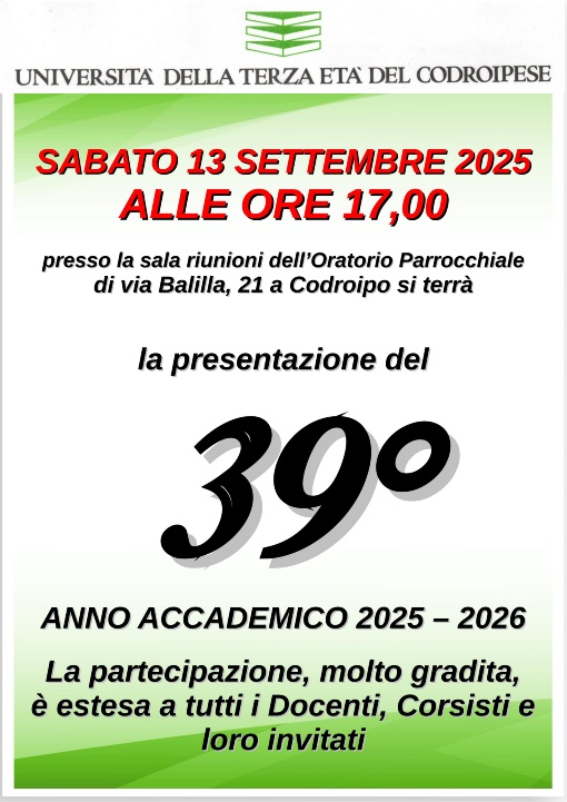 PRESENTAZIONE DEI CORSI ANNO ACCADEMICO 2025/2026