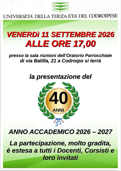 PRESENTAZIONE DEI CORSI ANNO ACCADEMICO 2026/2027