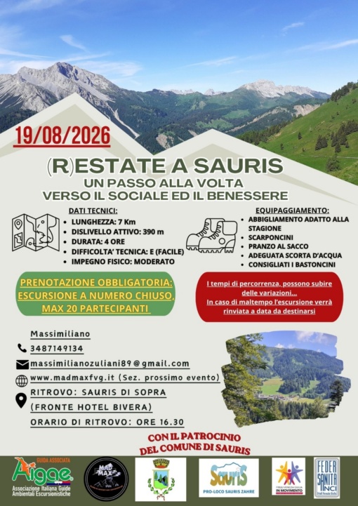 19 agosto 2026 (R)Estate a Sauris - Un passo alla volta verso il sociale ed il benessere