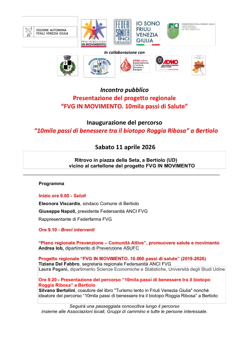 “10mila passi di benessere tra il biotopo Roggia Ribosa” a Bertiolo